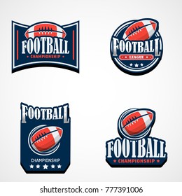 Set of American Football Logo Template. Vector College Logos Illustration