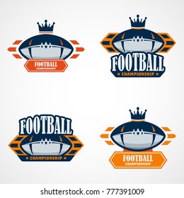 Set of American Football Logo Template. Vector College Logos Illustration