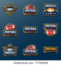 Set of American Football Logo Template. Vector College Logos Illustration