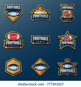 Set of American Football Logo Template. Vector College Logos Illustration