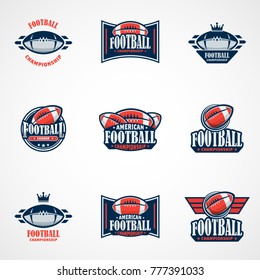 Set of American Football Logo Template. Vector College Logos Illustration