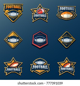 Set of American Football Logo Template. Vector College Logos Illustration