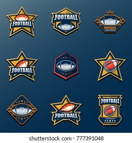 Set of American Football Logo Template. Vector College Logos Illustration