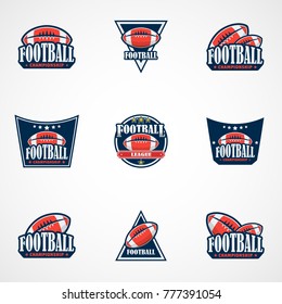 Set of American Football Logo Template. Vector College Logos Illustration