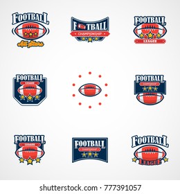 Set of American Football Logo Template. Vector College Logos Illustration