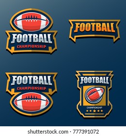 Set of American Football Logo Template. Vector College Logos Illustration