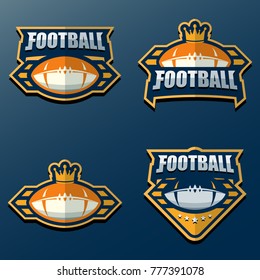 Set of American Football Logo Template. Vector College Logos Illustration