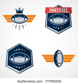 Set of American Football Logo Template. Vector College Logos Illustration