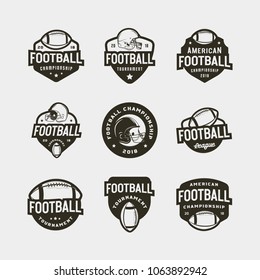 set of american football logos. sport emblems, badges, design elements, logotype templates. vector illustration