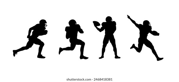 Set of american football player silhouette	