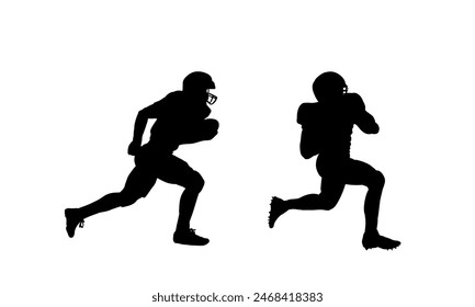 Set of american football player silhouette	