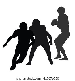Set of american football players silhouettes