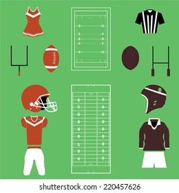 Set of American Football And Rugby Icon