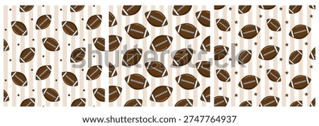 Set of American football seamless pattern.Recreation sport game background.