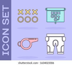 Set American football shorts, Planning strategy concept, Whistle and Planning strategy concept icon. Vector