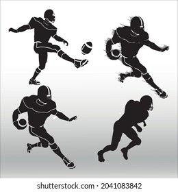 set of American Football silhouette