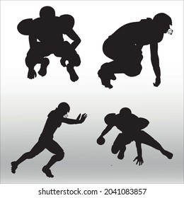 set of American Football silhouette