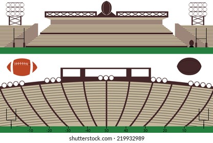 Set of American Football Stadium and Rugby field Landscape