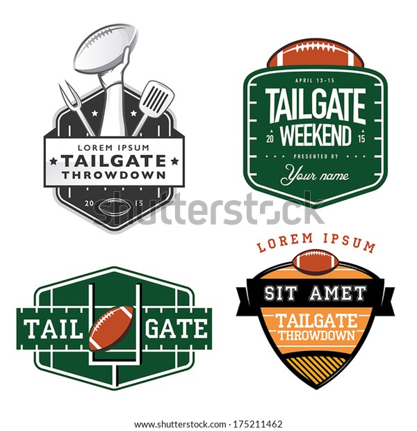 Set of American football tailgate party labels,\
badges and design elements