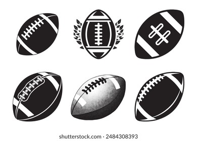 set of American footballs vector illustration design 