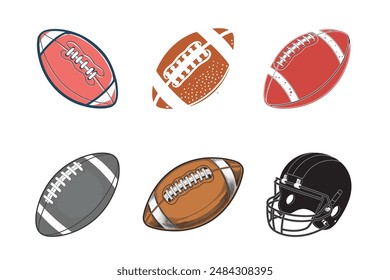 set of American footballs vector illustration design 