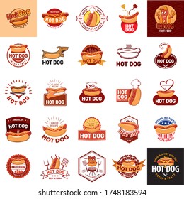 Set of American Hotdog Badges and logo templates