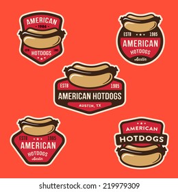 Set of American Hotdog Badges and logo templates