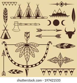 Set of american indian's objects