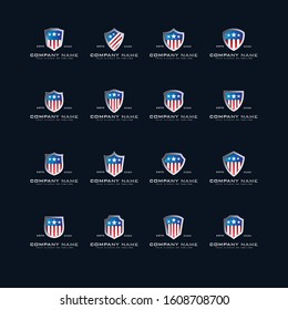 set of american logo and shield vector template