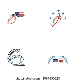 set of American sport football logo   vector illustration design template
