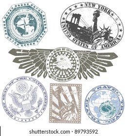 Set of American stamps