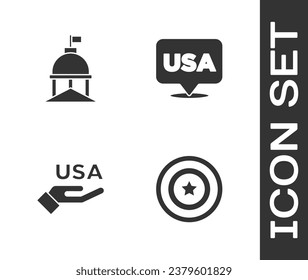 Set American star shield, White House, USA Independence day and  icon. Vector