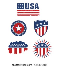 Set of american symbols. Vector graphic design