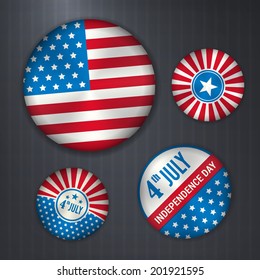 Set of american vector badges - independence 4 July. isolated from background. Layered.