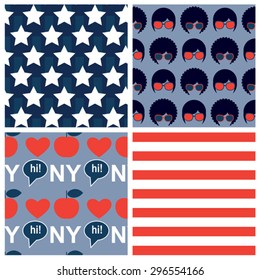 set of american vector seamless patterns