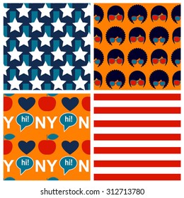 set of american vector seamless patterns