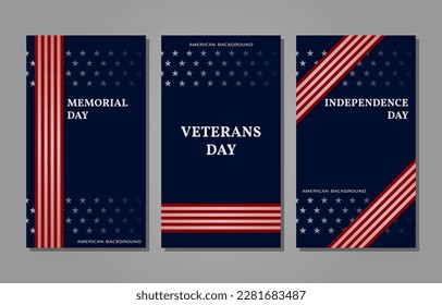 set of American vertical background with dummy text