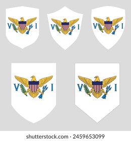 Set of American Virgin Islands Flag in Shield Shape Frame