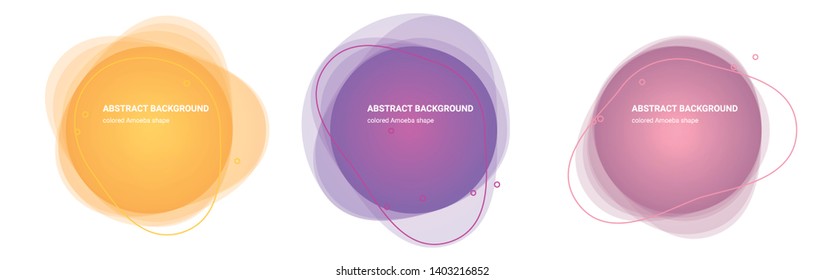 Set of Amoeba Gradient Elements. Set of Abstract Fluid Shaped Backgrounds for Flyers, Banners, Web Sites, Business Cards, Invitations, Gift Cards, Brochures, Landing Pages