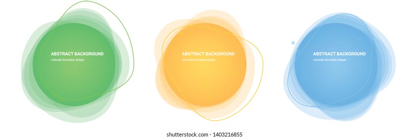 Set of Amoeba Gradient Elements. Set of Abstract Fluid Shaped Backgrounds for Flyers, Banners, Web Sites, Business Cards, Invitations, Gift Cards, Brochures, Landing Pages