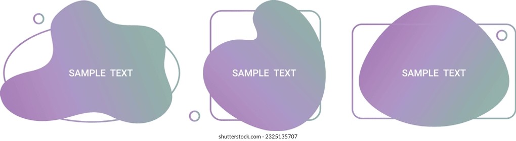 Set of amoeba templates for presentation in gradient colors. Various liquid shapes with a copy space for text. Vector illustration