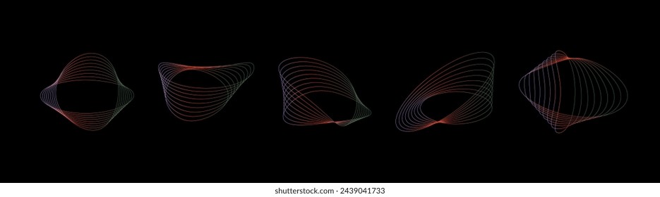 A set of amorphous shapes on a black background. Abstract vector elements for your design. Graphic images for creativity.