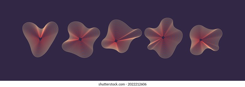 A set of amorphous shapes on a dark background. Abstract vector elements for your design. Graphic images for creativity.