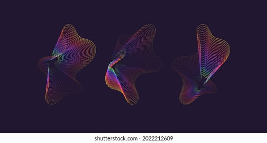 A set of amorphous shapes on a dark background. Abstract vector elements for your design. Graphic images for creativity.