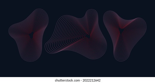 A set of amorphous shapes on a dark background. Abstract vector elements for your design. Graphic images for creativity.
