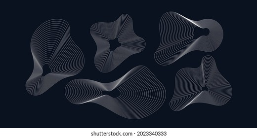 A set of amorphous shapes on a dark background. Abstract vector elements for your design. Graphic images for creativity.