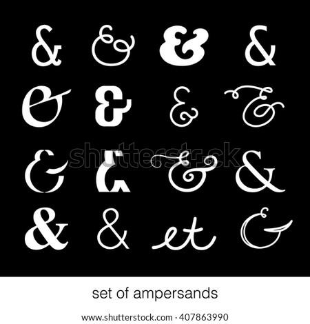 Set of Ampersands / 16 different ampersands for invitations, decoration, for your design / hand writing  