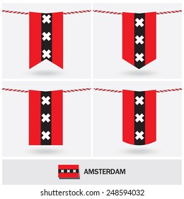 Set of Amsterdam flag. vector illustration 