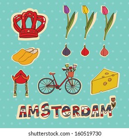 Set of Amsterdam's symbols in vector
