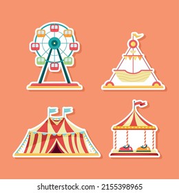 set of amusement carnival icons